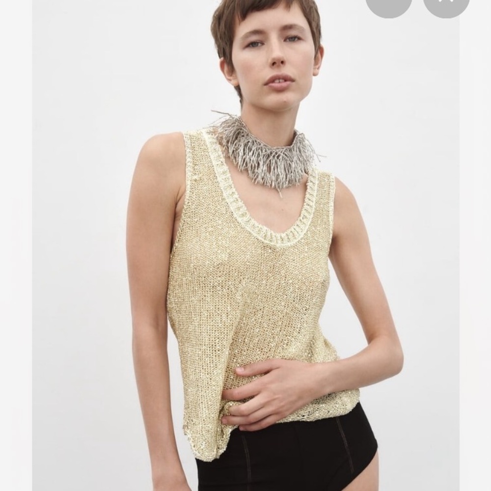 Zara Gold Metallic Rhinestone Tank Top 7901/453/303 NWT - Picture 2 of 6